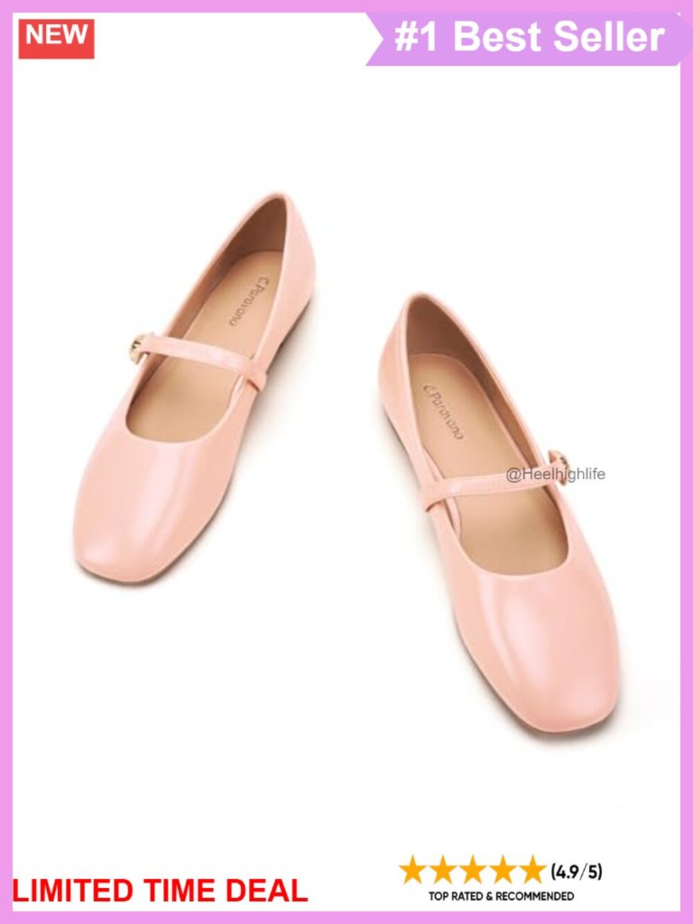 Lambskin Leather Lined Mary Jane Flats Square Toe Slip-On Ballet Shoes